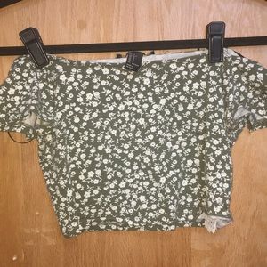 off the shoulder green crop top